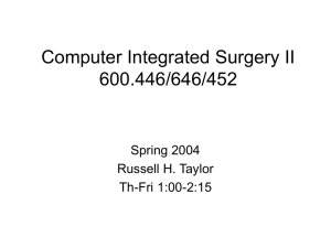 Computer Integrated Surgery II 600.446/646/452 Spring 2004 Russell H. Taylor
