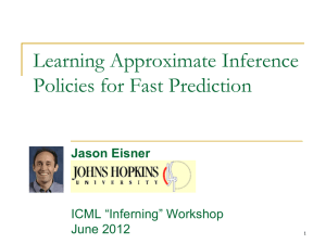 Learning Approximate Inference Policies for Fast Prediction Jason Eisner ICML “Inferning” Workshop