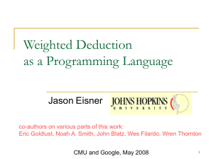 Weighted Deduction as a Programming Language Jason Eisner