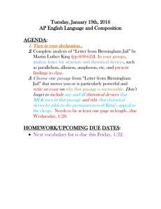 Tuesday, January 19th, 2016 AP English Language and Composition  AGENDA: