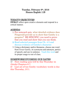 Tuesday, February 9 , 2016 Honors English 11B