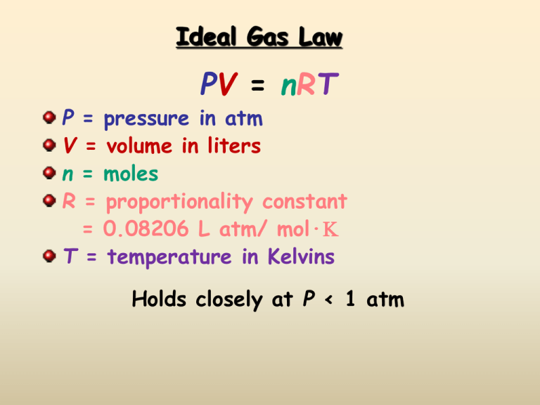 What Is N In The Equation Pv Nrt