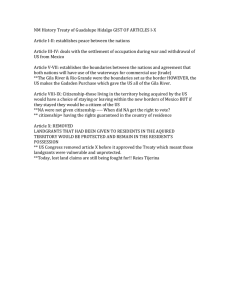 NM History Treaty of Guadalupe Hidalgo GIST OF ARTICLES I-X
