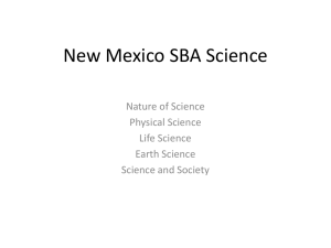 New Mexico SBA Science Nature of Science Physical Science Life Science