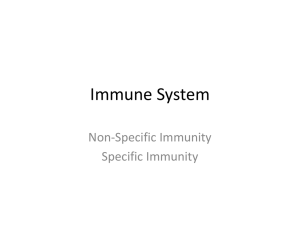 Immune System Non-Specific Immunity Specific Immunity