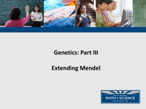 Genetics: Part III Extending Mendel