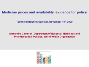 Medicine prices and availability, evidence for policy