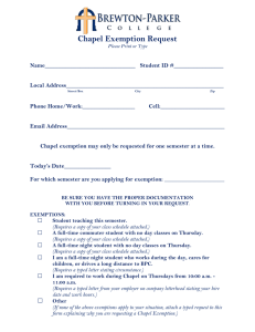 Chapel Exemption Request