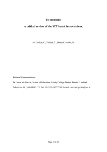 To conclude: A critical review of the ICT based interventions.