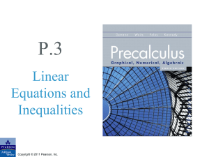 P.3 Linear Equations and Inequalities