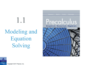 1.1 Modeling and Equation Solving