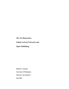 The Net Repertoire: Global Activist Networks and Open Publishing