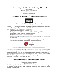 Leadership Development/Training Opportunities: Involvement Opportunities at the University of Louisville