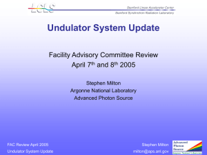 Undulator System Update Facility Advisory Committee Review April 7 and 8