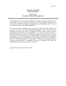 It is recognized that events can occur which may necessitate... dental  student’s  course  of  education ... University of Louisville