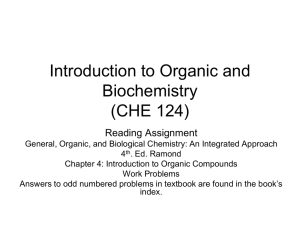 Introduction to Organic and Biochemistry (CHE 124) Reading Assignment