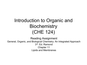 Introduction to Organic and Biochemistry (CHE 124) Reading Assignment