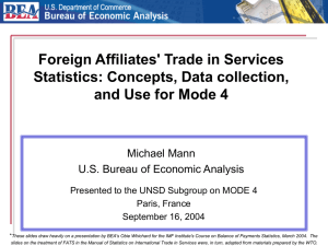 Foreign Affiliates' Trade in Services Statistics: Concepts, Data collection, Michael Mann