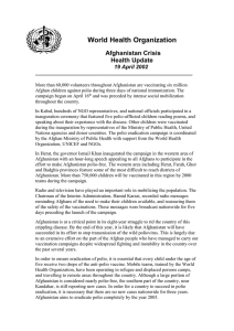 World Health Organization Afghanistan Crisis Health Update