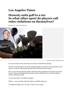 Los Angeles Times Honesty suits golf to a tee