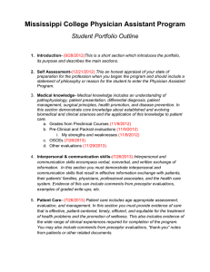 Mississippi College Physician Assistant Program Student Portfolio Outline