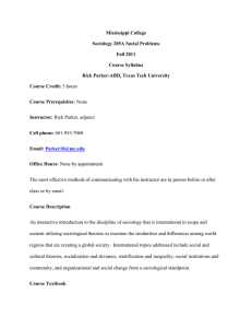 Mississippi College Sociology 205A Social Problems Fall 2011 Course Syllabus