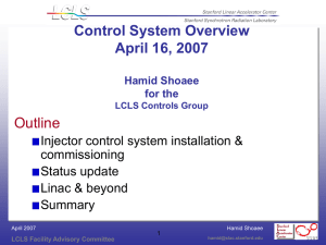 Control System Overview April 16, 2007 Outline Injector control system installation &amp;