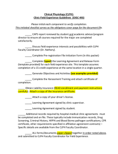 Clinical Physiology (CLPH): Clinic Field Experience Guidelines