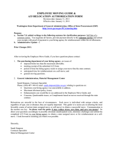 EMPLOYEE MOVING GUIDE &amp; A33 RELOCATION AUTHORIZATION FORM