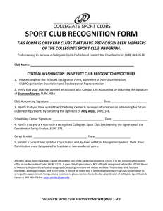 SPORT CLUB RECOGNITION FORM OF THE COLLEGIATE SPORT CLUB PROGRAM.