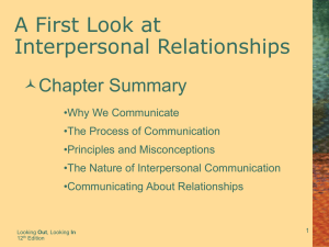 A First Look at Interpersonal Relationships Chapter Summary