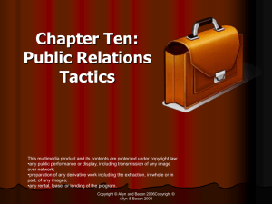 Chapter Ten: Public Relations Tactics