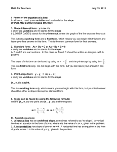 Math for Teachers July 15, 2011