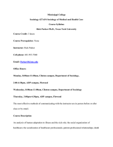 Mississippi College Sociology 427AF4 Sociology of Medical and Health Care Course Syllabus
