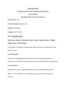 Mississippi College Sociology 427AF4 Sociology of Medical and Health Care Course Syllabus