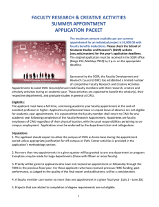 FACULTY RESEARCH &amp; CREATIVE ACTIVITIES SUMMER APPOINTMENT APPLICATION PACKET