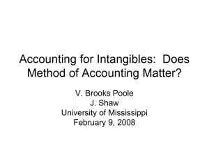 Accounting for Intangibles:  Does Method of Accounting Matter? V. Brooks Poole