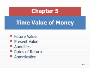  Chapter 5 Time Value of Money Future Value