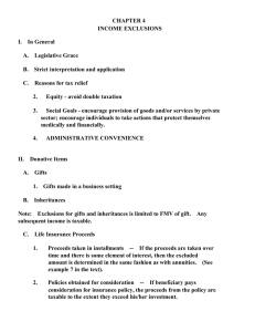 CHAPTER 4 INCOME EXCLUSIONS I.    In General