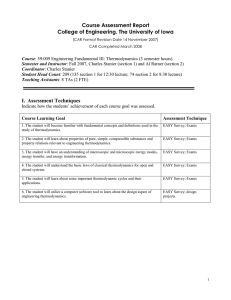 Course Assessment Report College of Engineering, The University of Iowa I.
