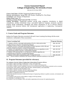 Course Assessment Report College of Engineering, The University of Iowa