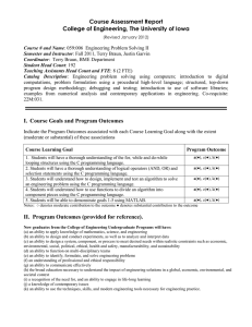 Course Assessment Report College of Engineering, The University of Iowa