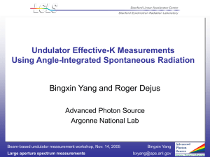 Undulator Effective-K Measurements Using Angle-Integrated Spontaneous Radiation Bingxin Yang and Roger Dejus