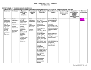 CWU - STRATEGIC PLAN TEMPLATE MATHEMATICS  CORE THEME: 1. TEACHING AND LEARNING