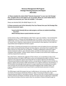 Resource Management MS Program Strategic Planning Outcome Unit Report 2012-2013