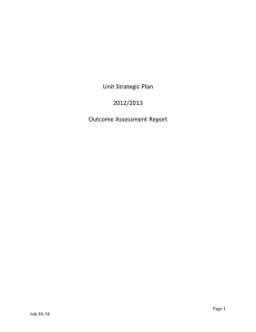 Unit Strategic Plan 2012/2013 Outcome Assessment Report