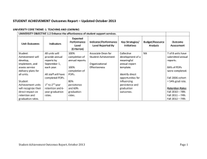 STUDENT ACHIEVEMENT Outcomes Report – Updated October 2013