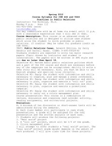 Spring 2012 Course Syllabus for COM 444 and 5444