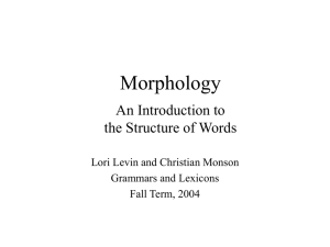 Morphology An Introduction to the Structure of Words Lori Levin and Christian Monson