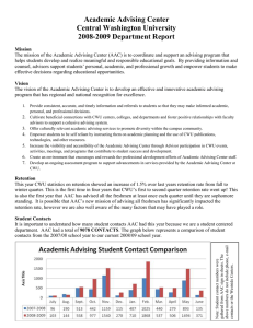 Academic Advising Center Central Washington University 2008-2009 Department Report